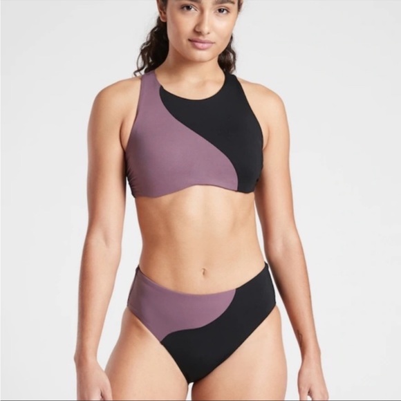 🆕 Athleta Asym Colorblock High Neck Bikini Top | 40D/DD - Picture 2 of 6